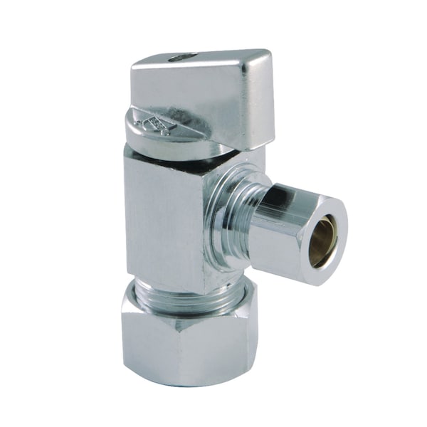5/8"O.D x 3/8"O.D. Compression Qrtr Turn Angle Stop Valve, Chrome